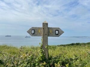 Coastal path arrow sign